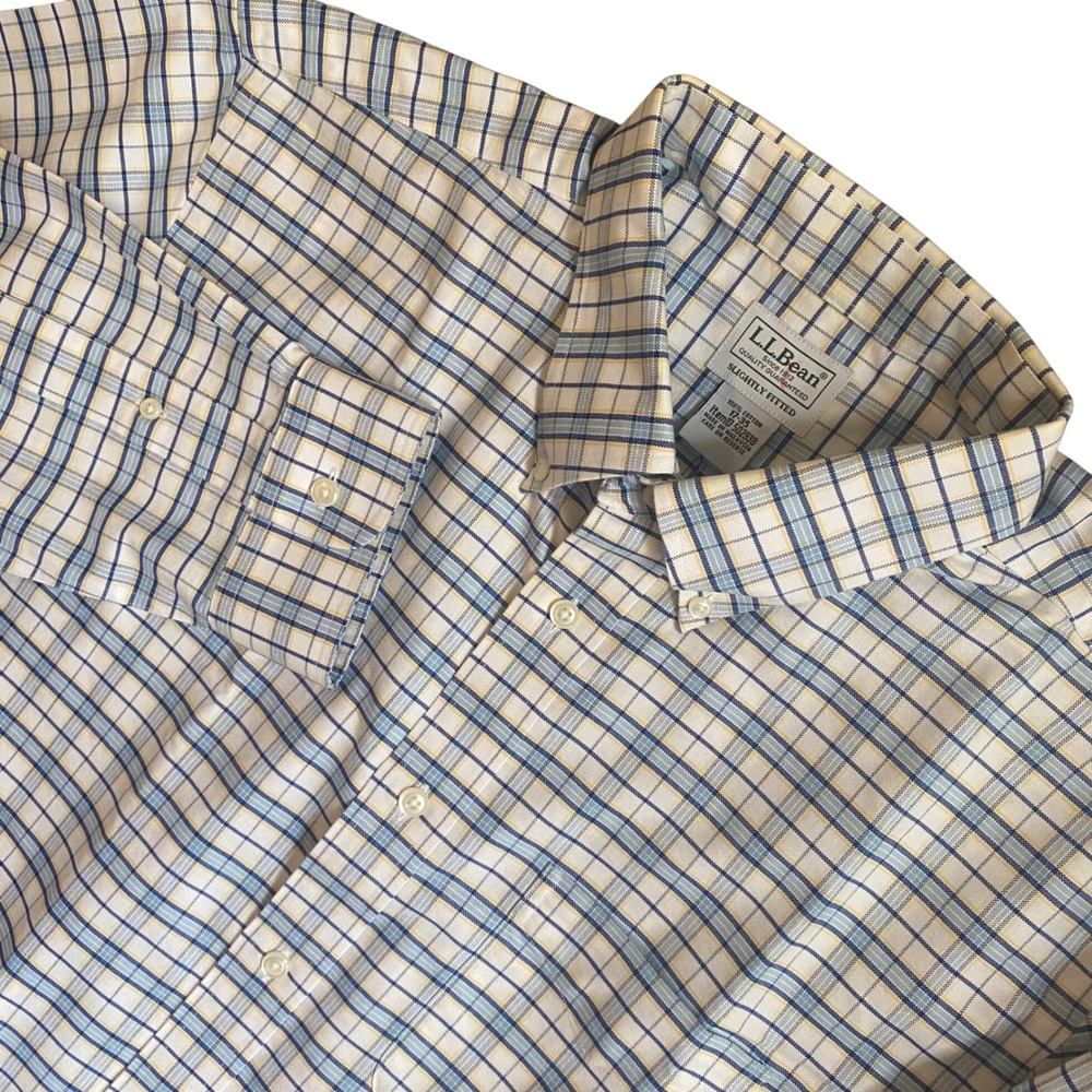 L.L.Bean Mens‎ Plaid Button Down Shirt Long Sleeve Slightly Fitted 17-35
